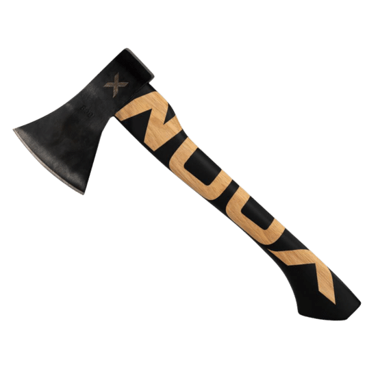 Woox VOLANTE Throwing axe features a logo on the American hickory wooden handle
